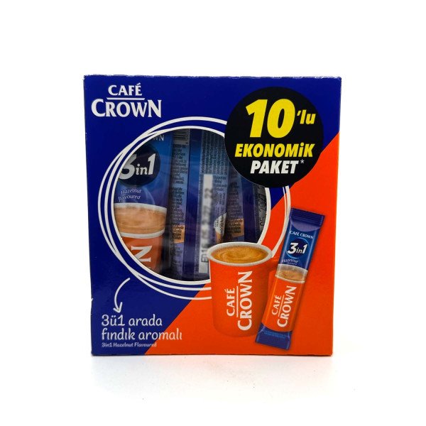 CAFE CROWN 3U 1 ARADA FINDIKLI  10LU PAKET