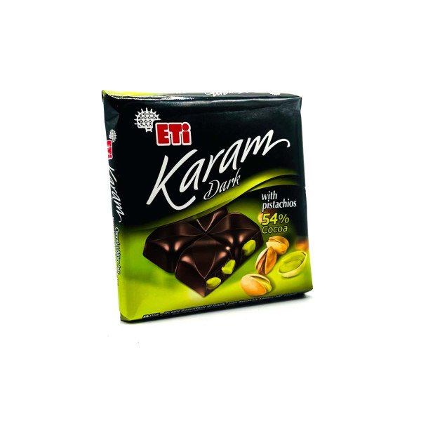 ETI KARAM DARK FISTIKLI CIKOLATA (CIOCCOLATO FONDENTE CON PEZZI DI PISTACCHIO) 60 GR