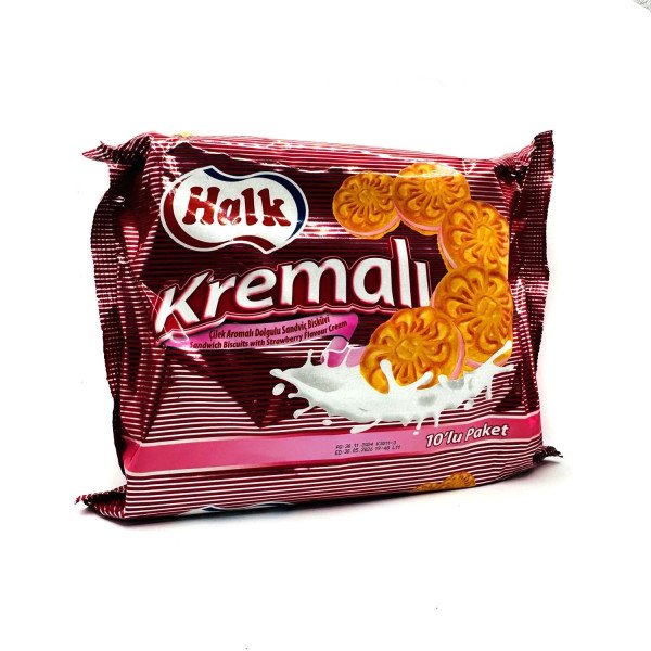 HALK KREMALI BISKUVI CILEK (BISCOTTI CON CREMA ALLA FRAGOLA) 8'li 500 g