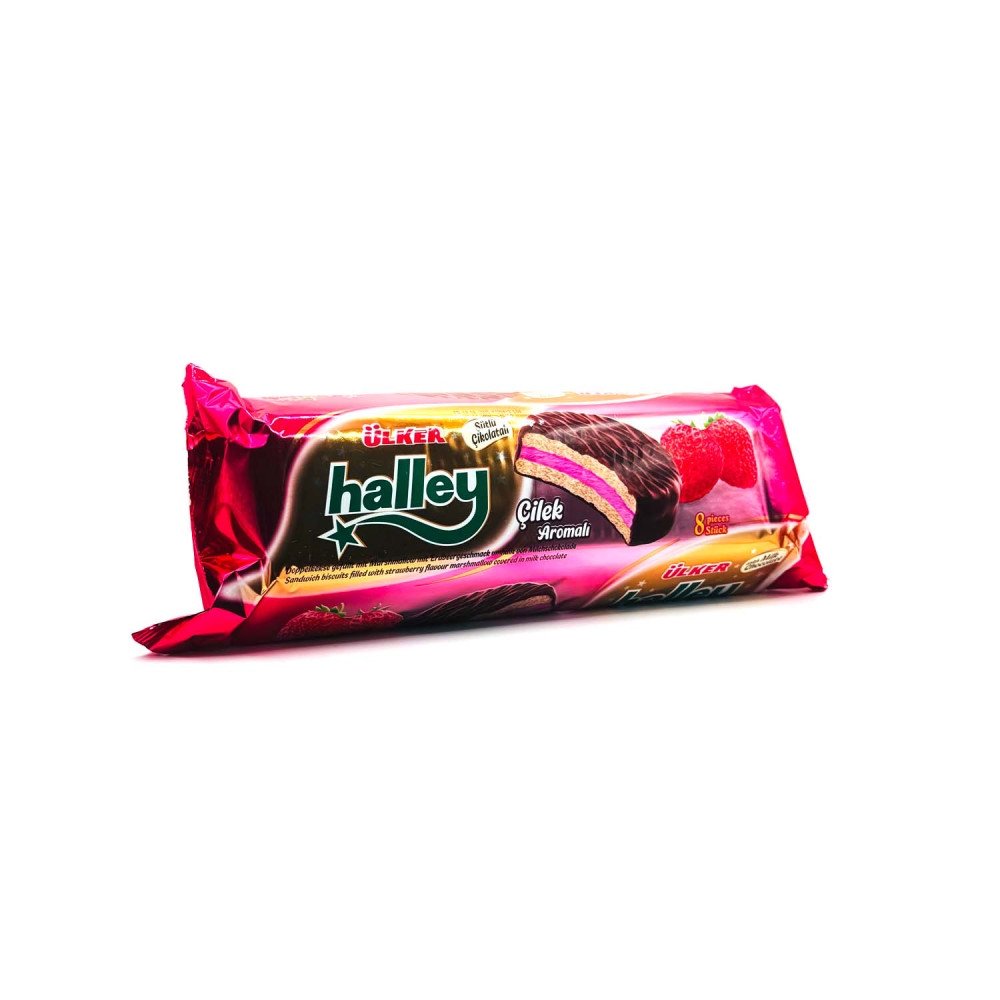 ULKER HALLEY CILEKLI (BISCOTTI RIPIENI DI MARSHMELLOW ALLA FRAGOLA) 8'LI 240G