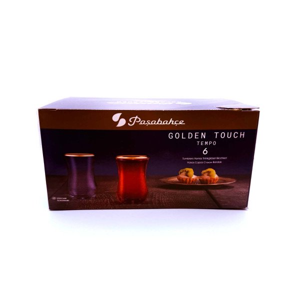 PASABAHCE OPTIKLI GOLD CAY BARDAGI 6'LI